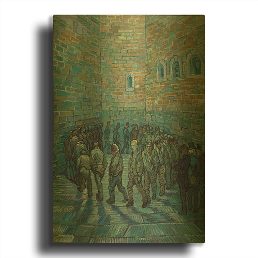 'The Prison Courtyard' By Vincent Van Gogh Gold Metal Wall Art