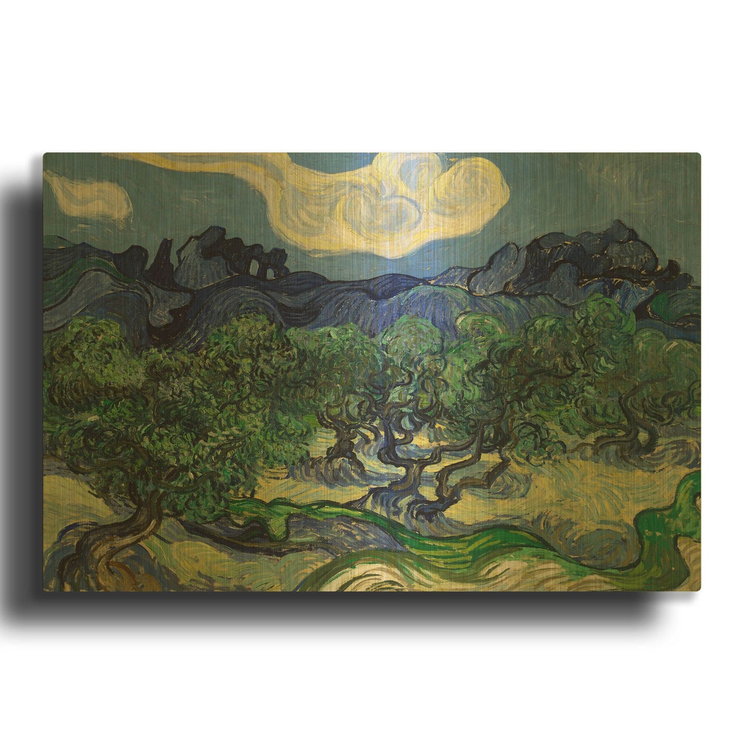 'The Olive Trees' By Vincent Van Gogh Gold Metal Wall Art