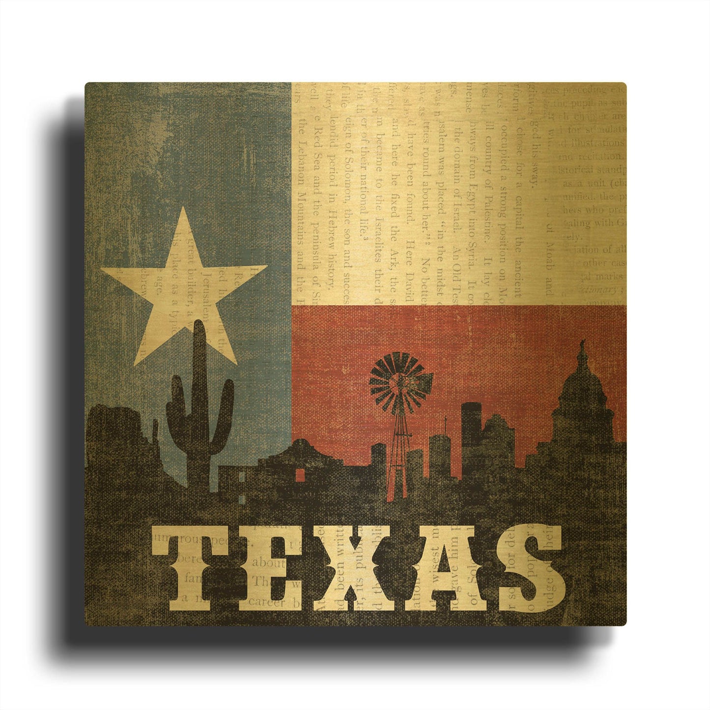 'Texas' By Moira Hershey Gold Metal Wall Art