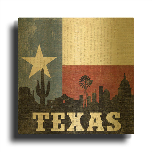 'Texas' By Moira Hershey Gold Metal Wall Art
