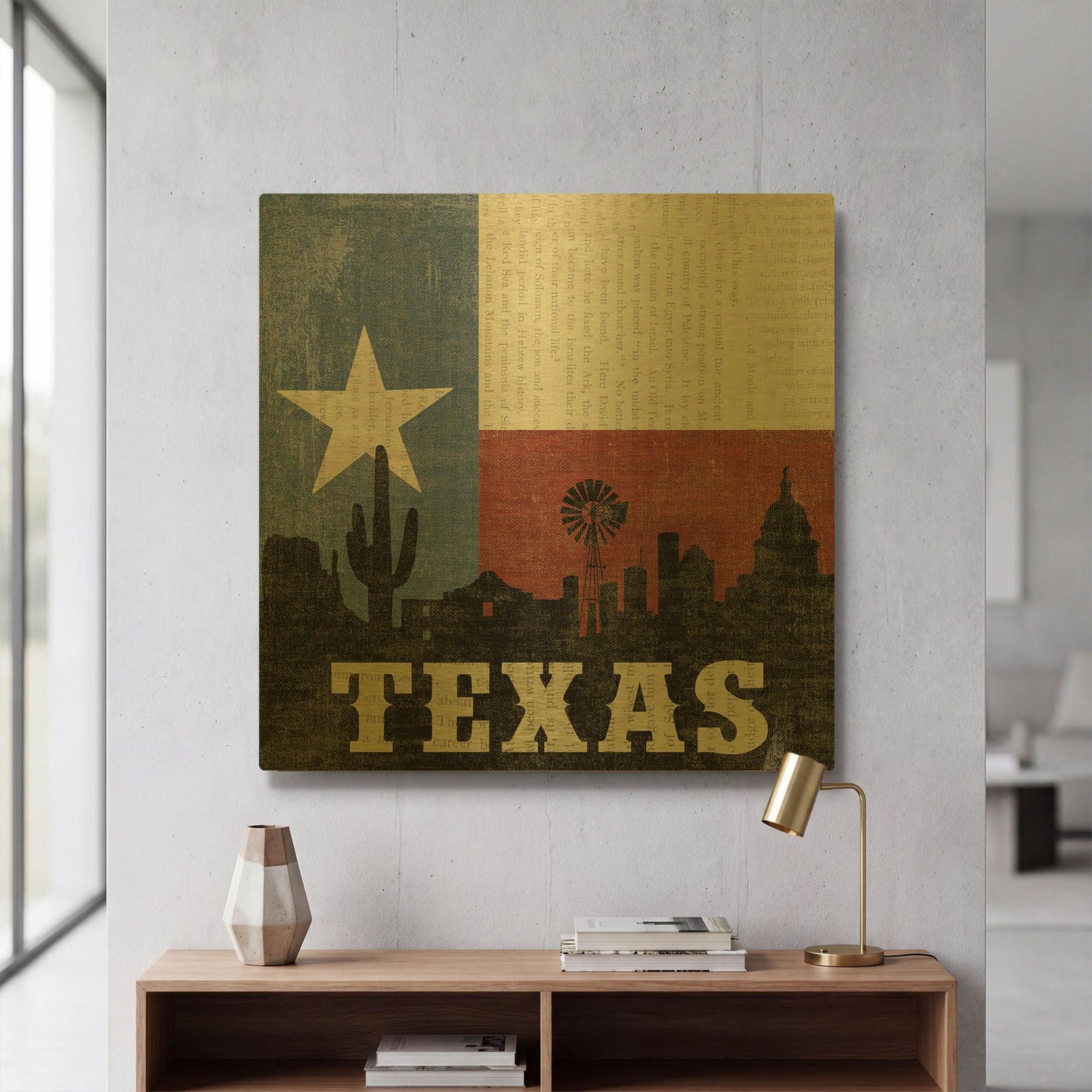 'Texas' By Moira Hershey Gold Metal Wall Art