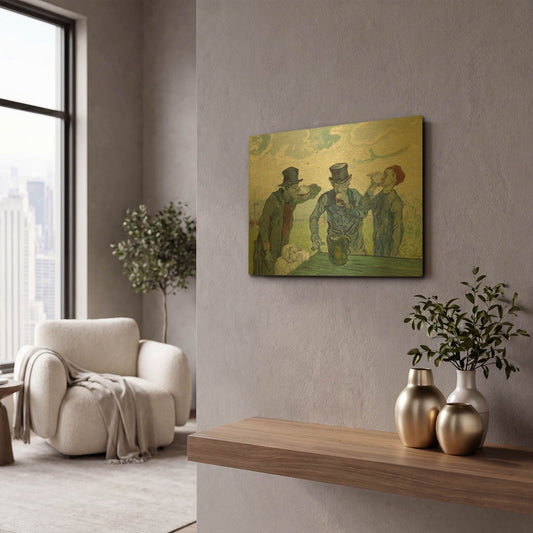 'The Drinkers' By Vincent Van Gogh Gold Metal Wall Art