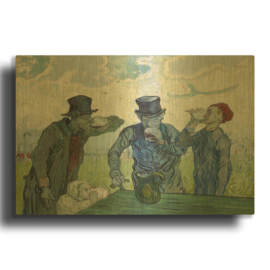 'The Drinkers' By Vincent Van Gogh Gold Metal Wall Art