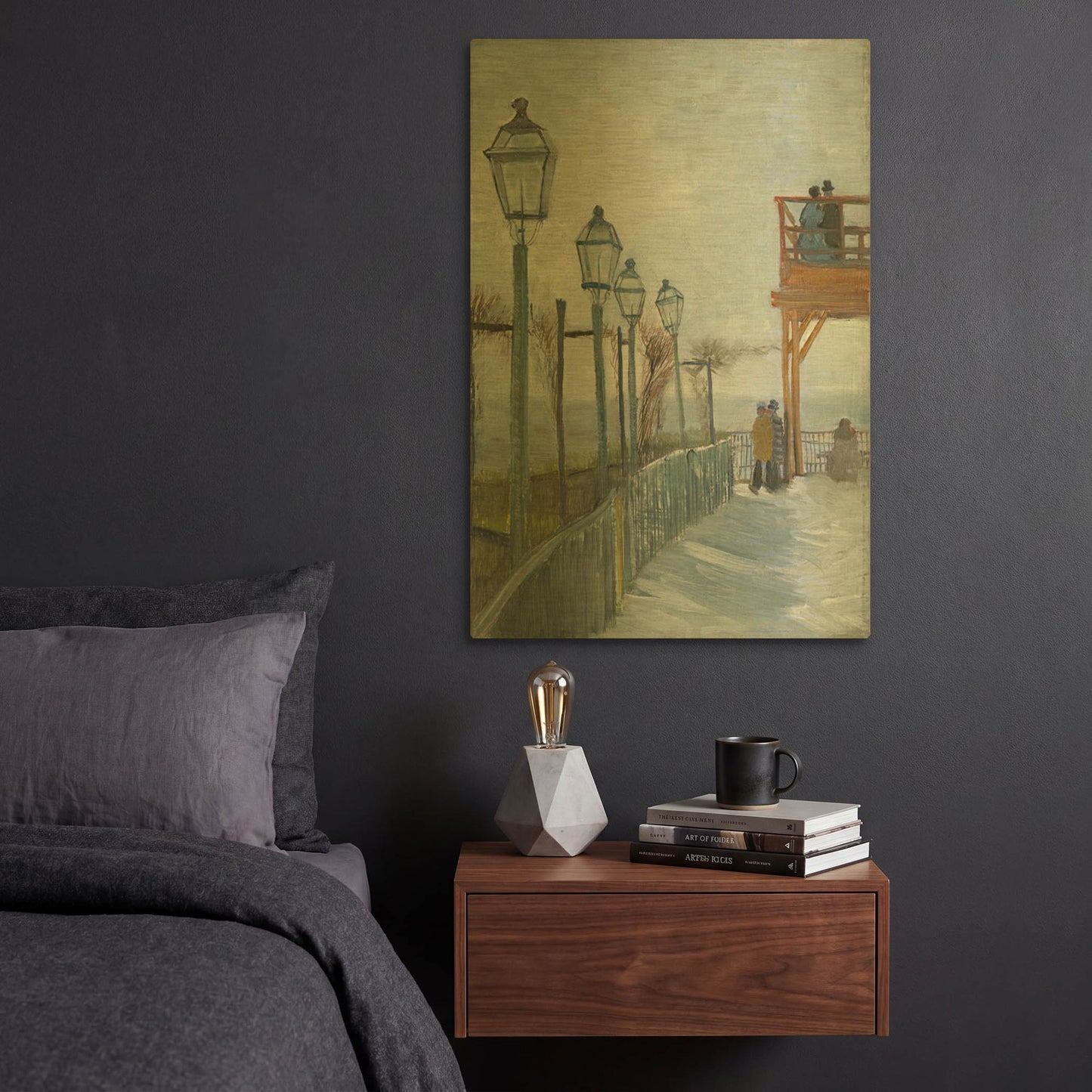 'Terrace And Observation Deck At The Moulin De Blute-Fin' By Vincent Van Gogh Gold Metal Wall Art