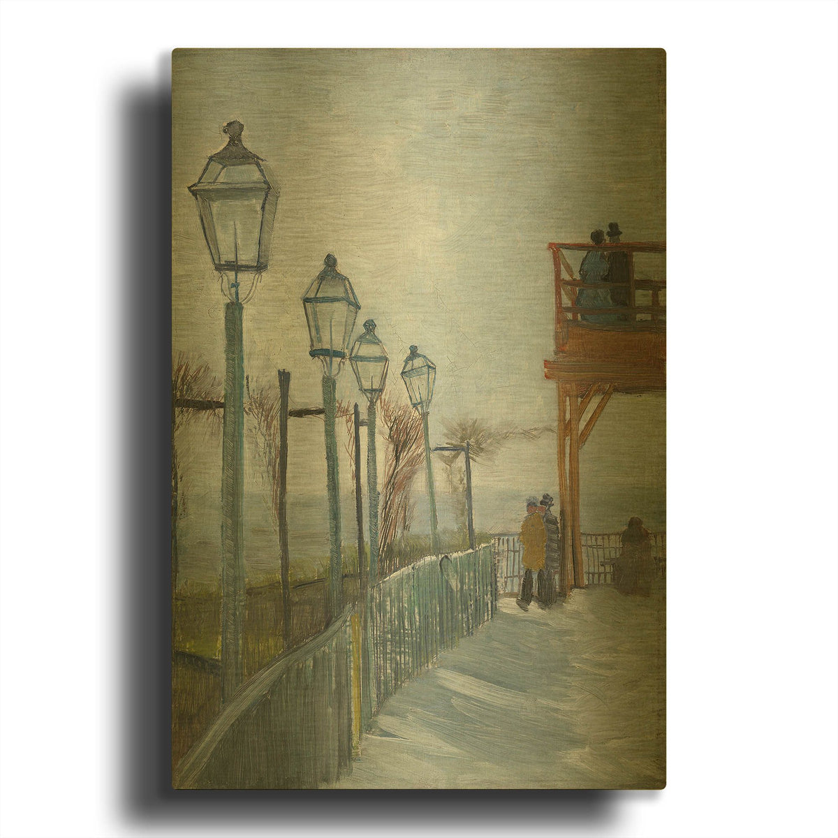 'Terrace And Observation Deck At The Moulin De Blute-Fin' By Vincent Van Gogh Gold Metal Wall Art
