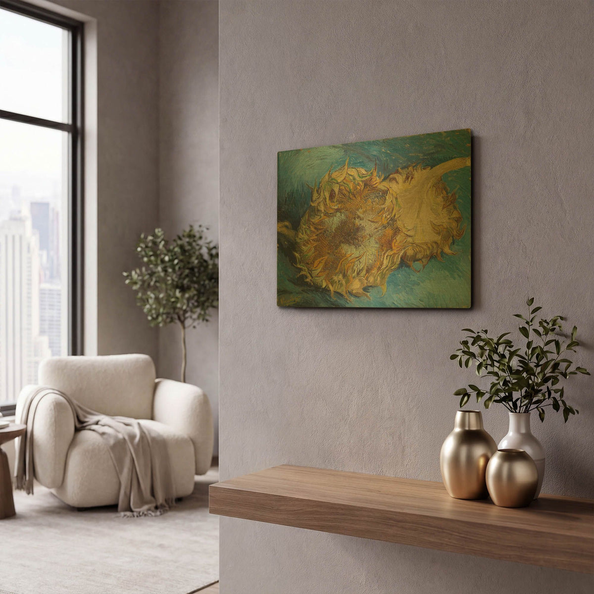 'Sunflowers 1887' By Vincent Van Gogh Gold Metal Wall Art