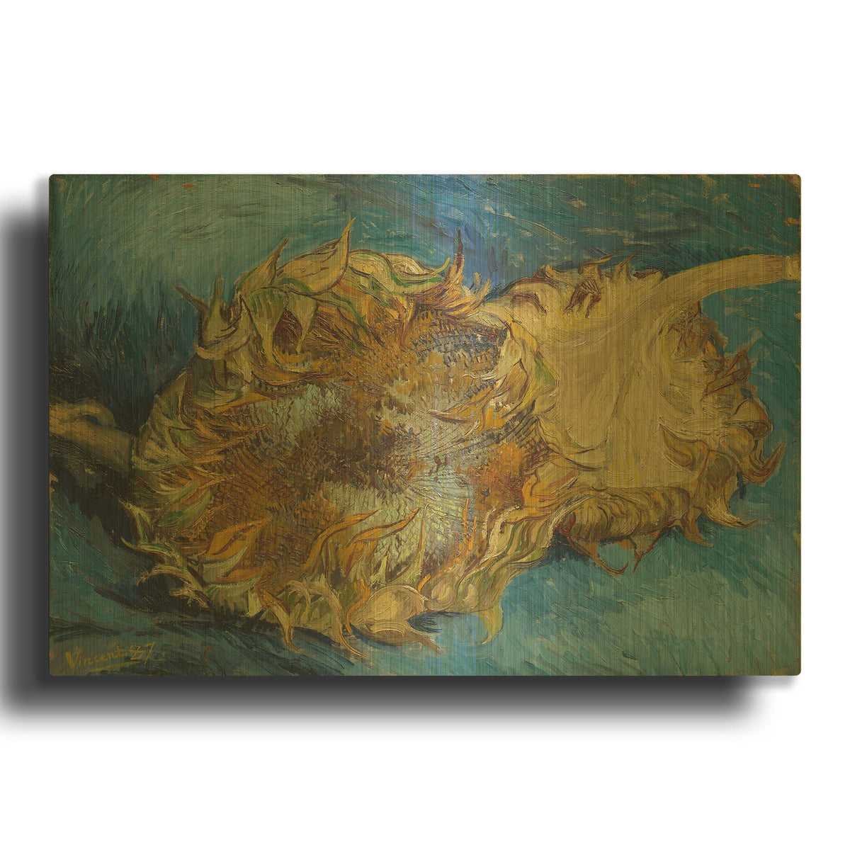'Sunflowers 1887' By Vincent Van Gogh Gold Metal Wall Art