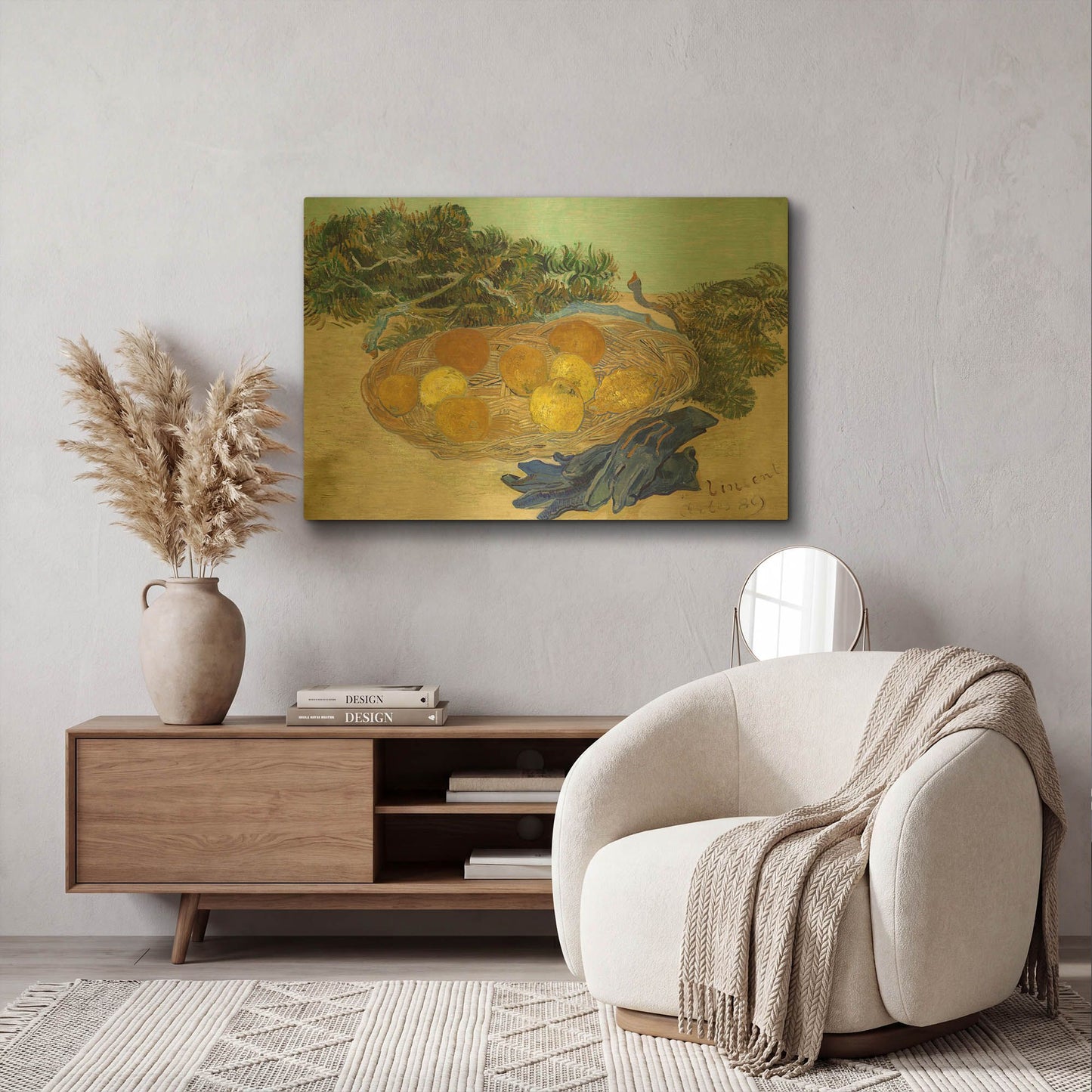 'Still Life Of Oranges And Lemons With Blue Gloves' By Vincent Van Gogh Gold Metal Wall Art
