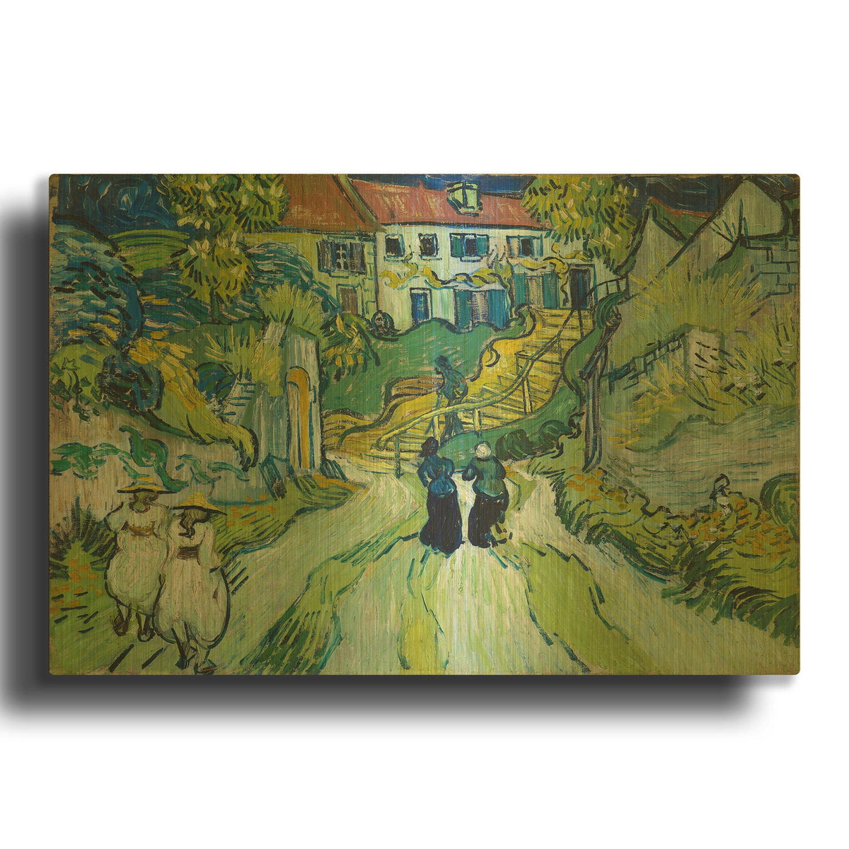 'Stairway At Auvers' By Vincent Van Gogh Gold Metal Wall Art