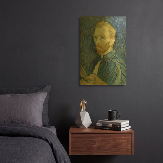 'Self-Portrait 1889' By Vincent Van Gogh Gold Metal Wall Art