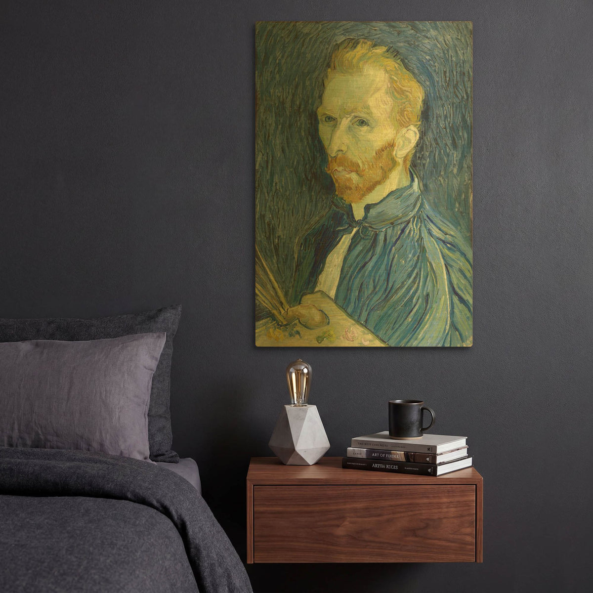 'Self-Portrait 1889' By Vincent Van Gogh Gold Metal Wall Art