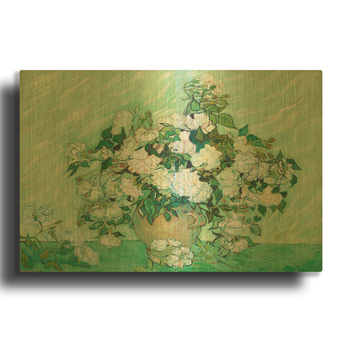 'Roses' By Vincent Van Gogh Gold Metal Wall Art