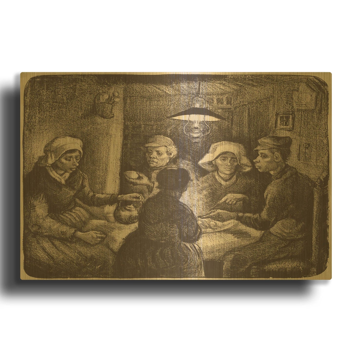 'Potato Eaters' By Vincent Van Gogh Gold Metal Wall Art