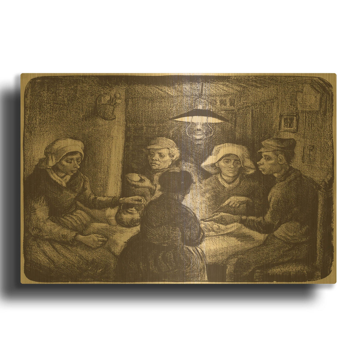 'Potato Eaters' By Vincent Van Gogh Gold Metal Wall Art
