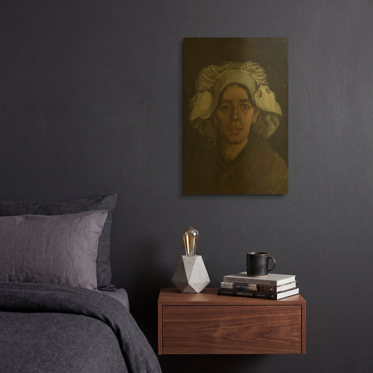 'Head Of A Woman 3' By Vincent Van Gogh Gold Metal Wall Art