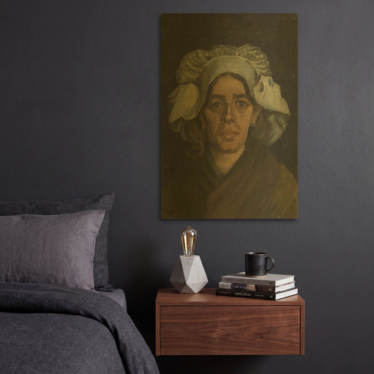 'Head Of A Woman 3' By Vincent Van Gogh Gold Metal Wall Art