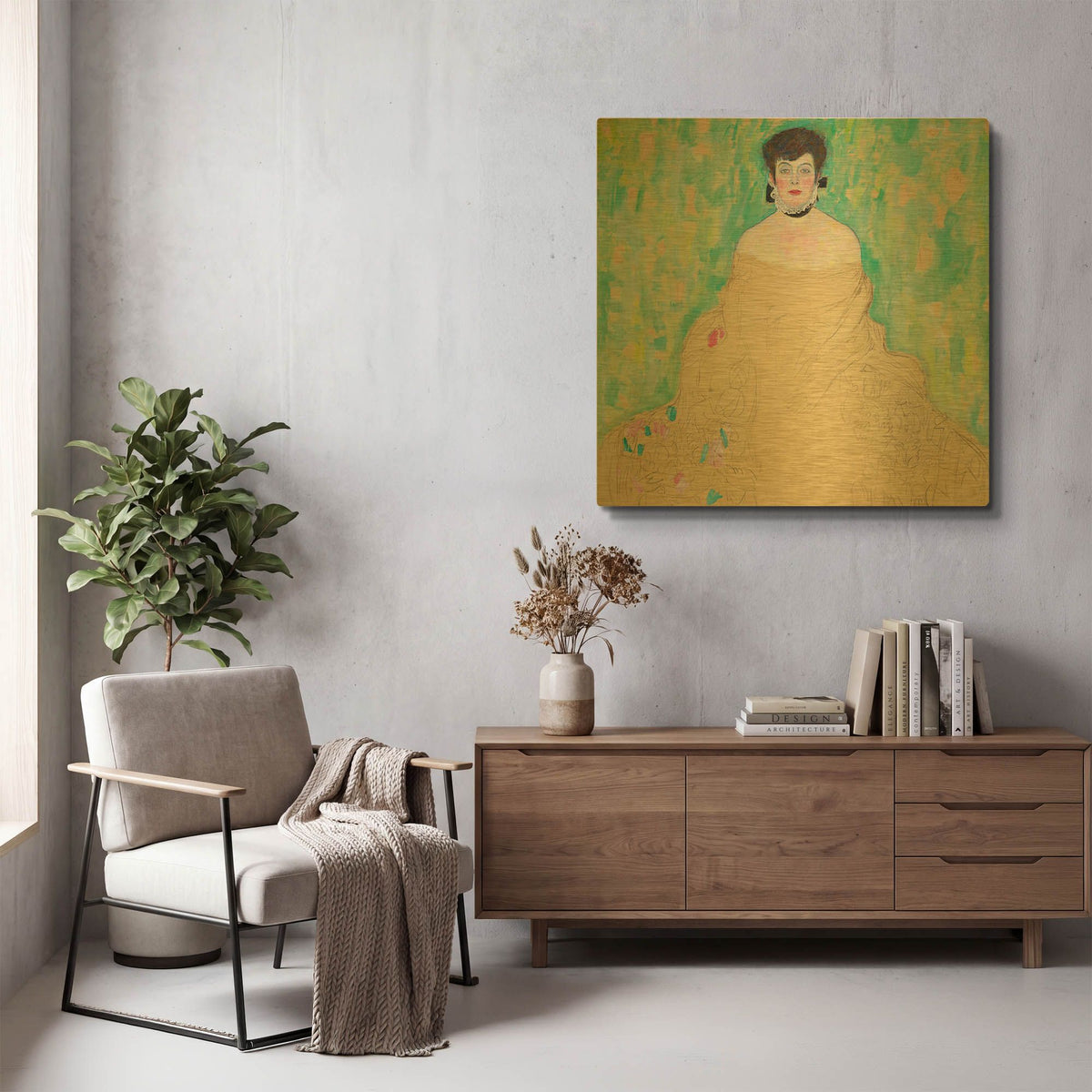 'Amalie Zuckerkandl' By Gustav Klimt Gold Metal Wall Art
