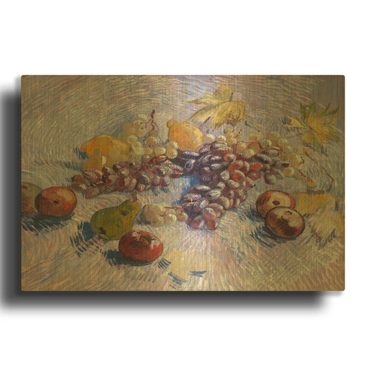 'Graper, Lemons Pears And Apples 1887' By Vincent Van Gogh Gold Metal Wall Art