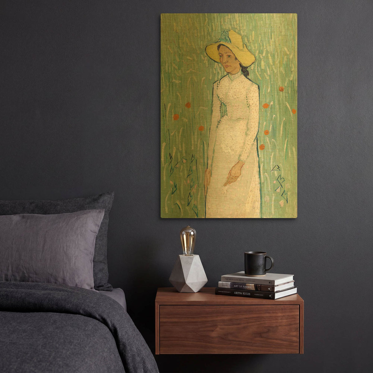 'Girl In White' By Vincent Van Gogh Gold Metal Wall Art
