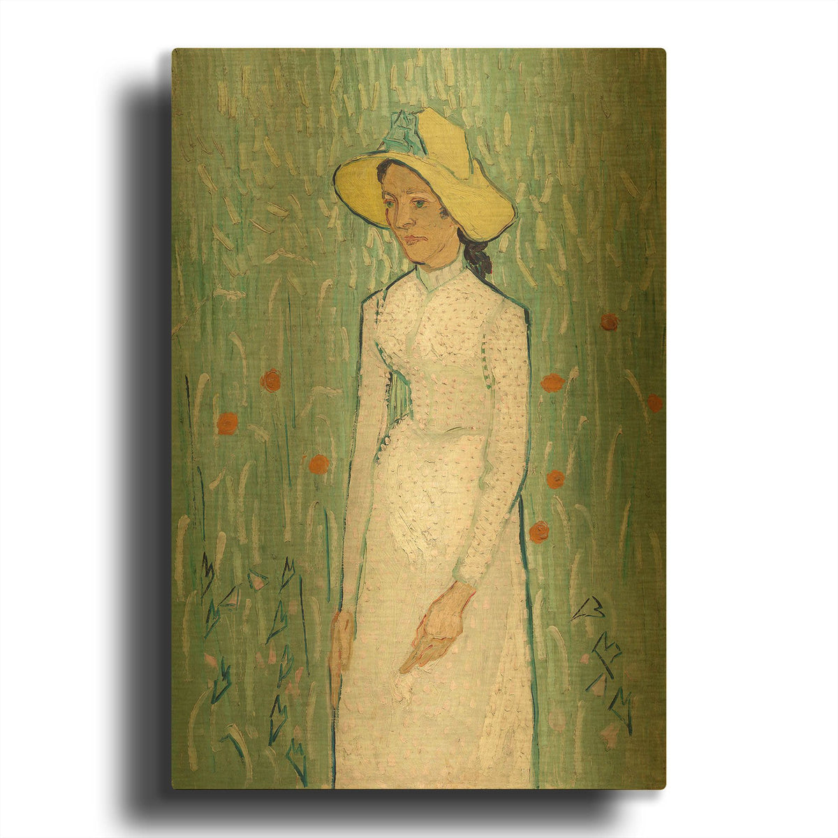 'Girl In White' By Vincent Van Gogh Gold Metal Wall Art