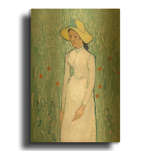 'Girl In White' By Vincent Van Gogh Gold Metal Wall Art