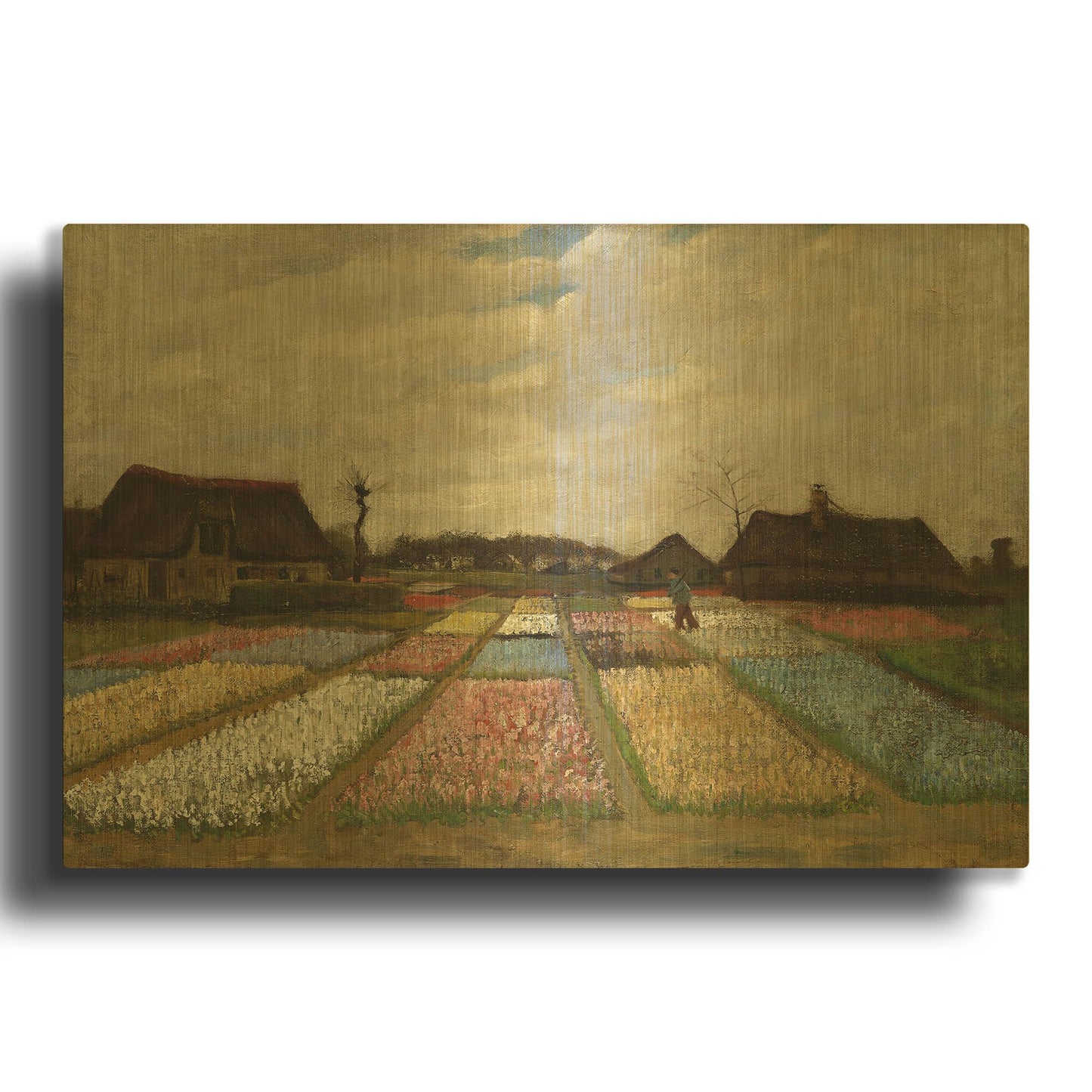 'Flower Beds In Holland' By Vincent Van Gogh Gold Metal Wall Art