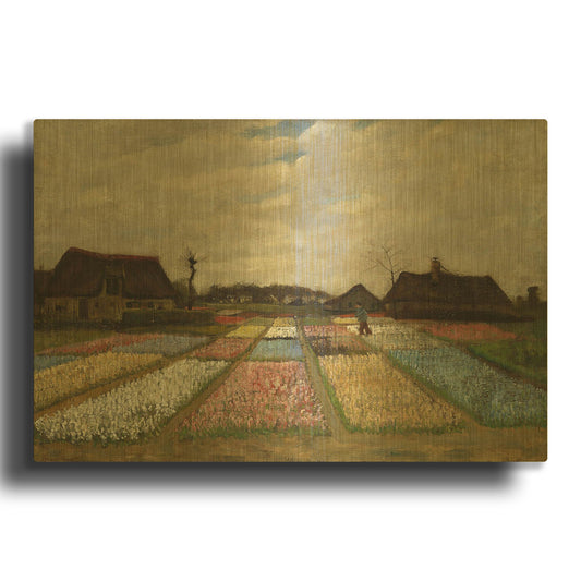 'Flower Beds In Holland' By Vincent Van Gogh Gold Metal Wall Art