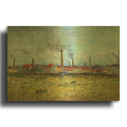'Factories At Clichy' By Vincent Van Gogh Gold Metal Wall Art