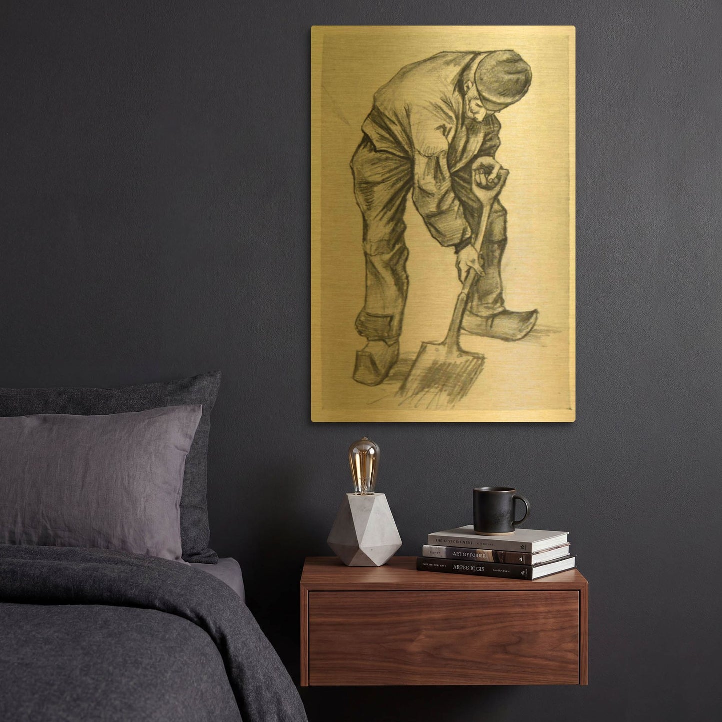 'Digger' By Vincent Van Gogh Gold Metal Wall Art