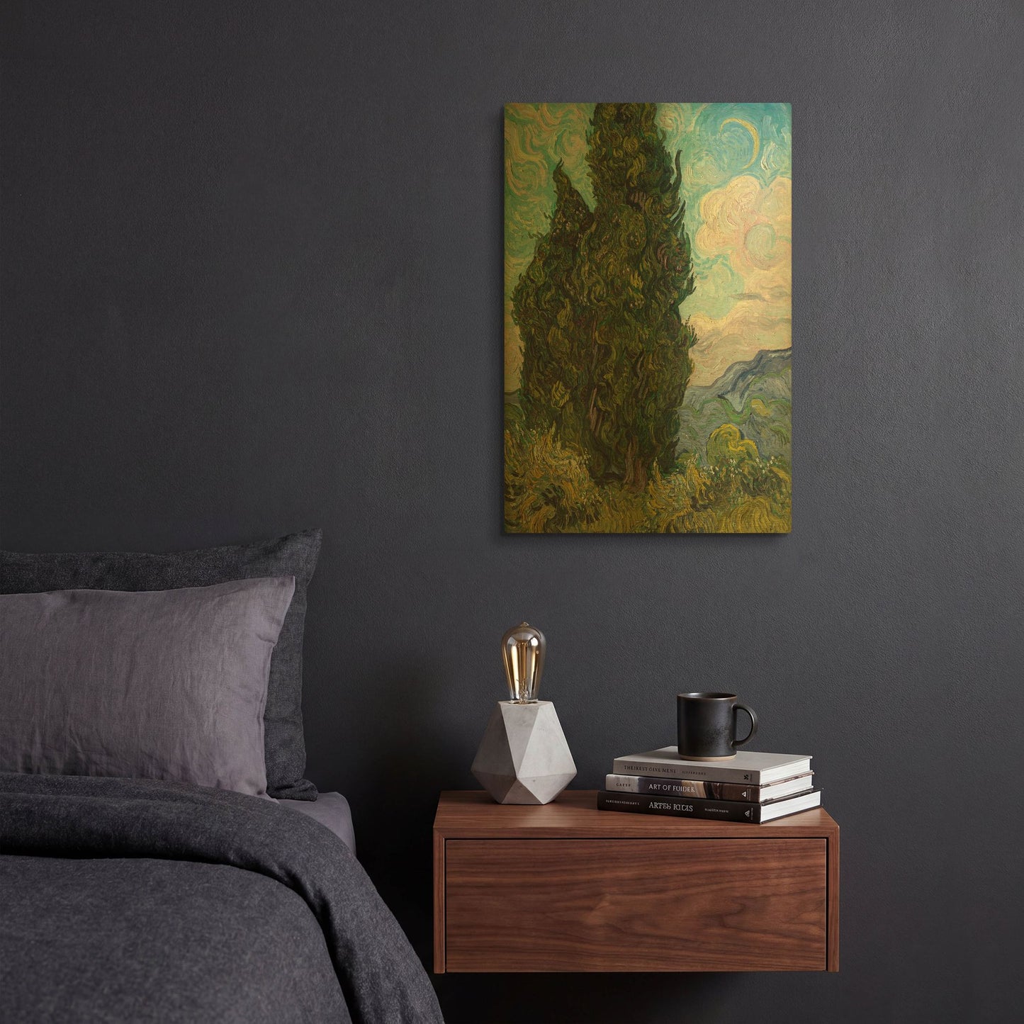'Cypresses' By Vincent Van Gogh Gold Metal Wall Art