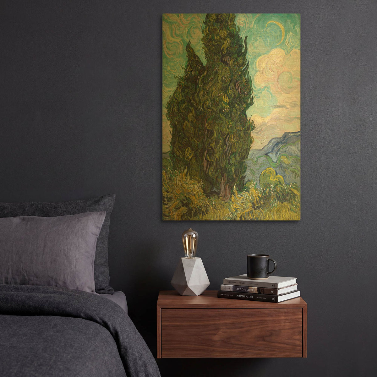'Cypresses' By Vincent Van Gogh Gold Metal Wall Art