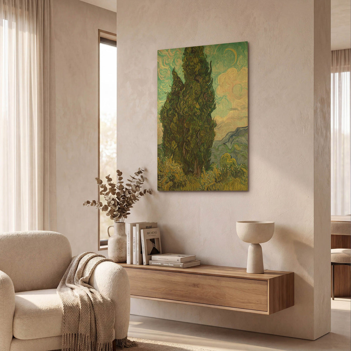 'Cypresses' By Vincent Van Gogh Gold Metal Wall Art