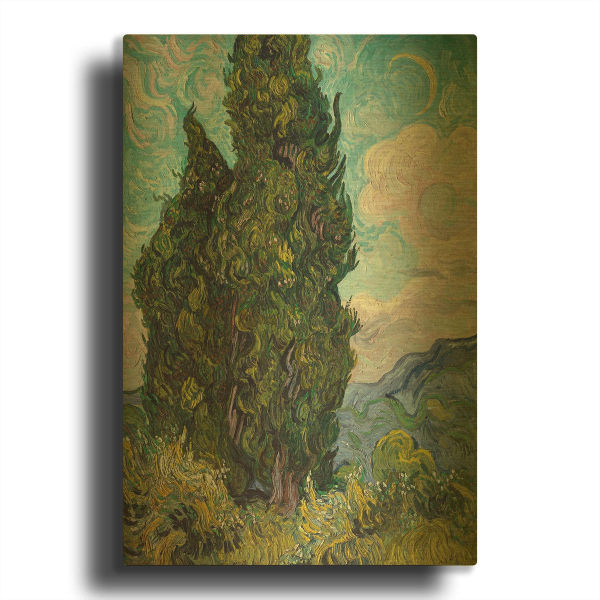 'Cypresses' By Vincent Van Gogh Gold Metal Wall Art
