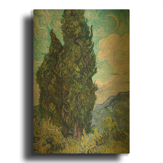'Cypresses' By Vincent Van Gogh Gold Metal Wall Art