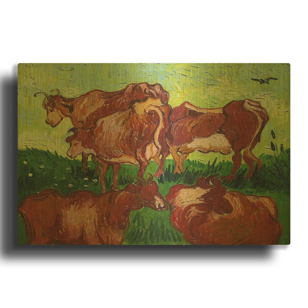 'Cows' By Vincent Van Gogh Gold Metal Wall Art