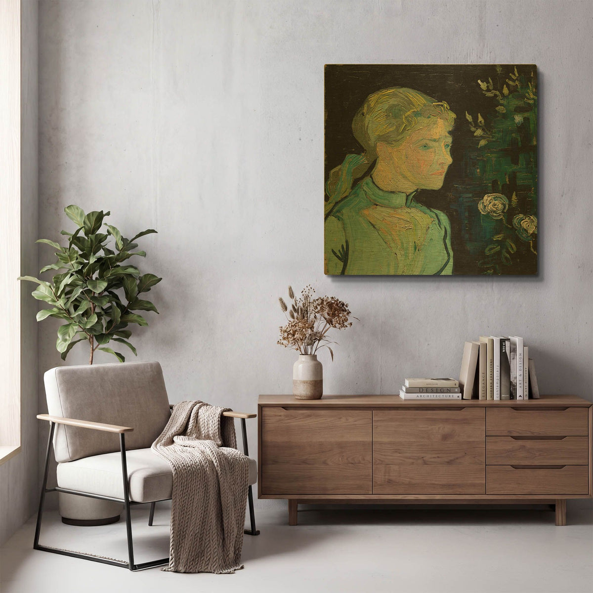 'Adeline Ravoux 1890' By Vincent Van Gogh Gold Metal Wall Art