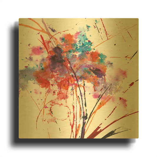 'Floral Explosion I on White' By Jan Griggs Gold Metal Wall Art