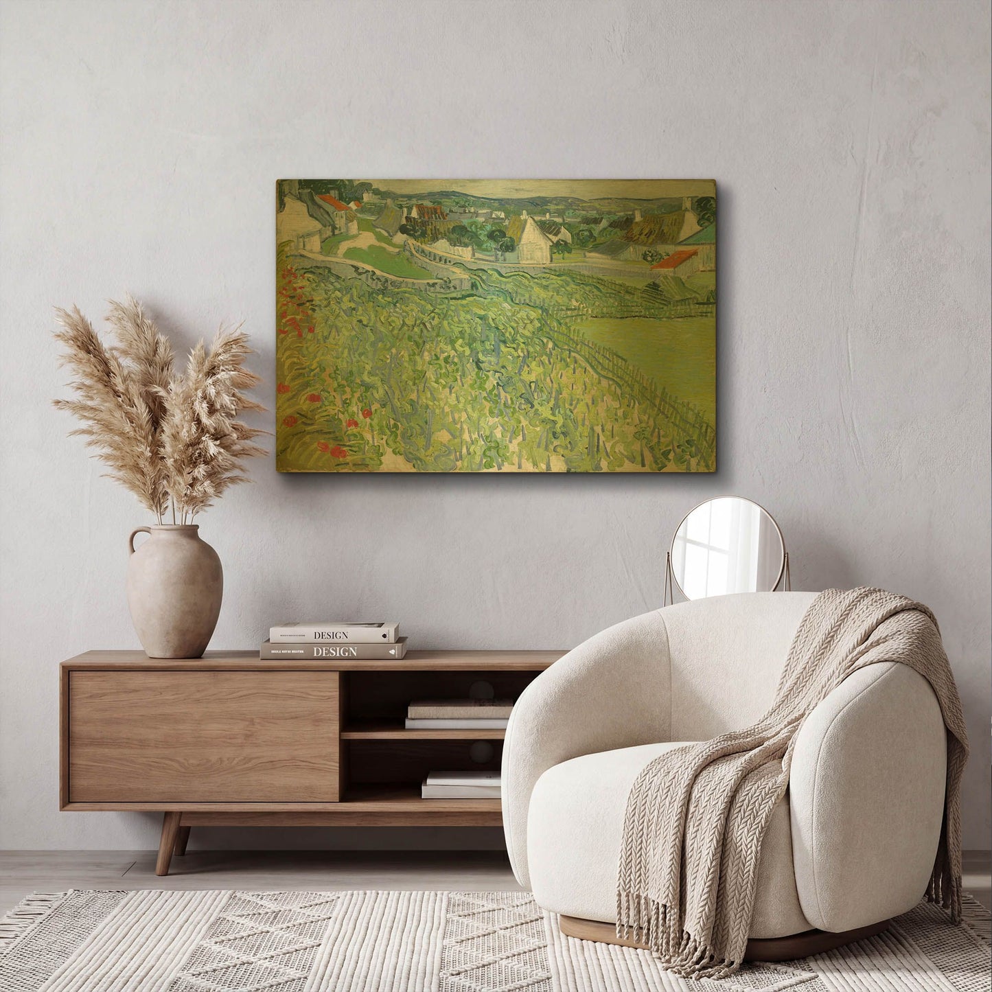 'Vineyards At Auvers' By Vincent Van Gogh Gold Metal Wall Art