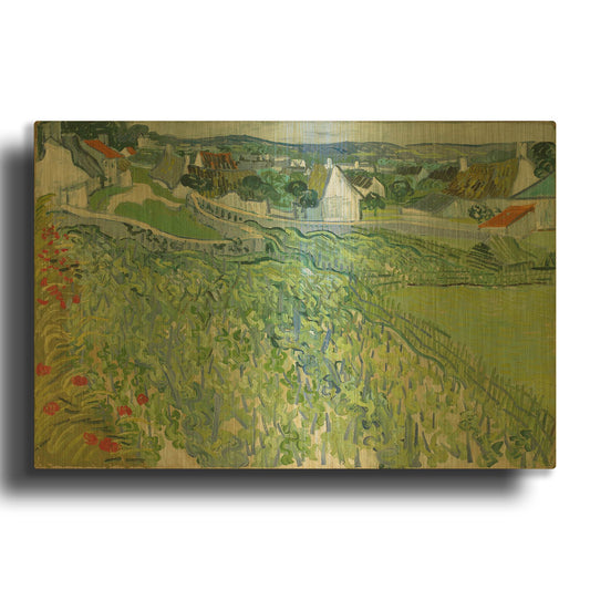 'Vineyards At Auvers' By Vincent Van Gogh Gold Metal Wall Art