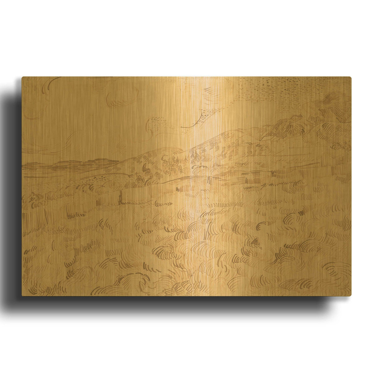 'The Enclosed Wheatfield After A Storm' By Vincent Van Gogh Gold Metal Wall Art
