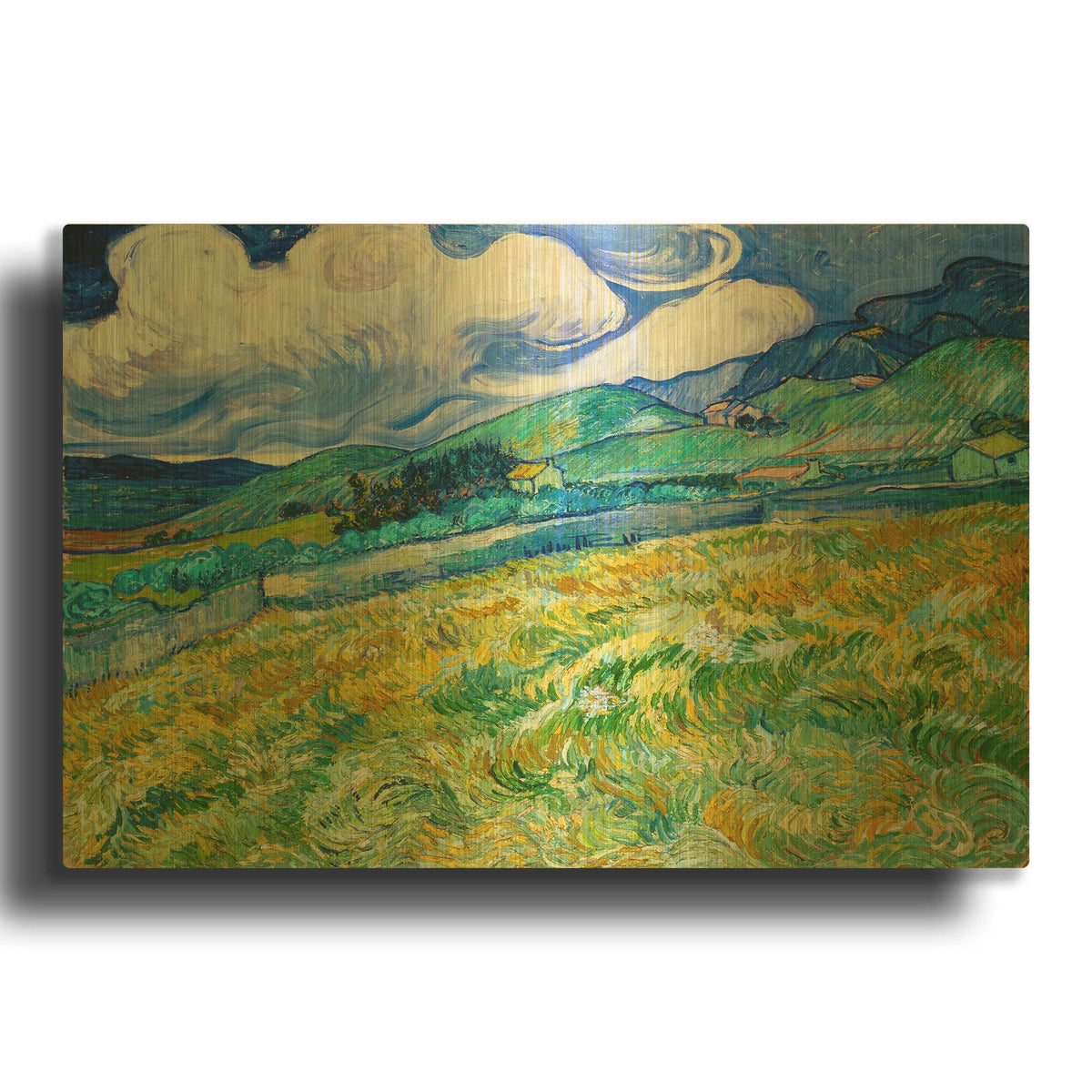 'Landscape From Saint-Remy' By Vincent Van Gogh Gold Metal Wall Art