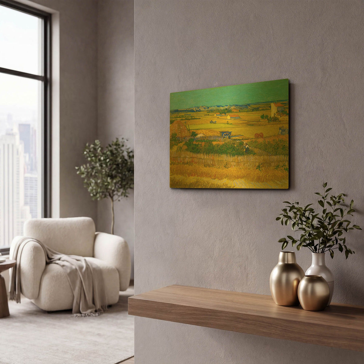 'De Oogst' By Vincent Van Gogh Gold Metal Wall Art