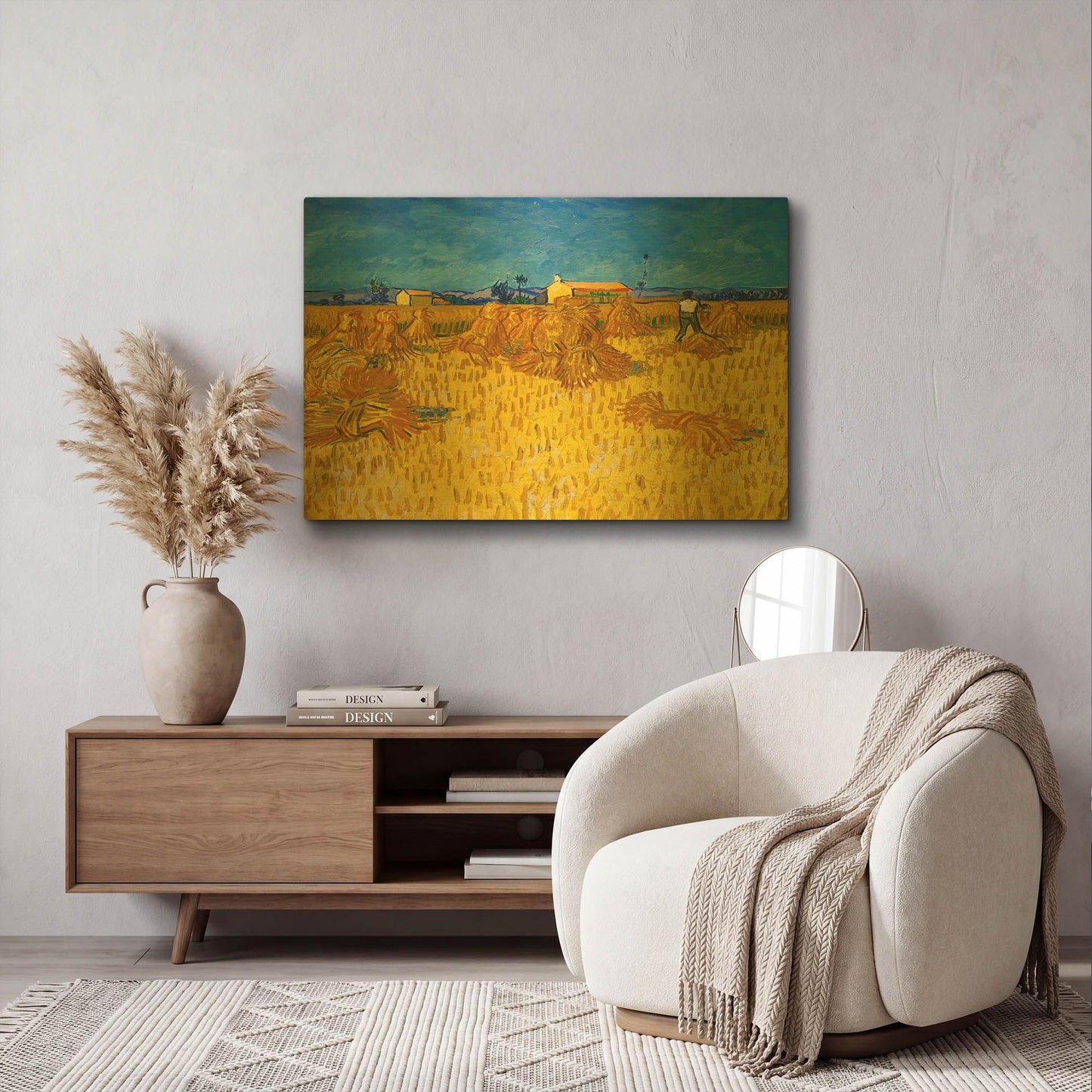 'Corn Harvest In Provence' By Vincent Van Gogh Gold Metal Wall Art