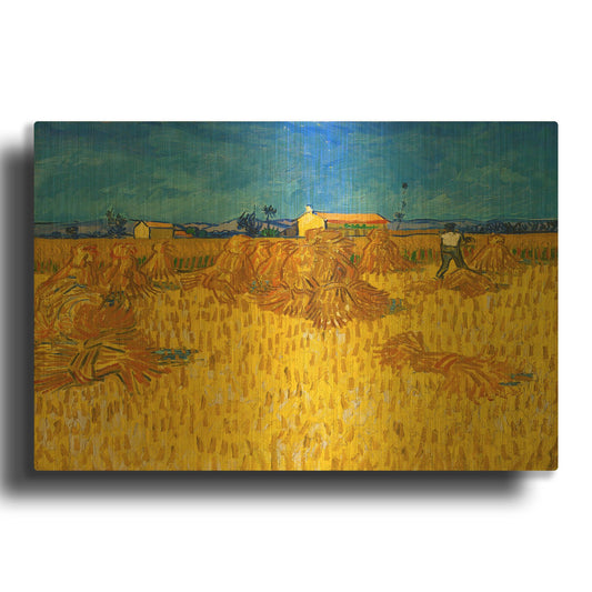 'Corn Harvest In Provence' By Vincent Van Gogh Gold Metal Wall Art