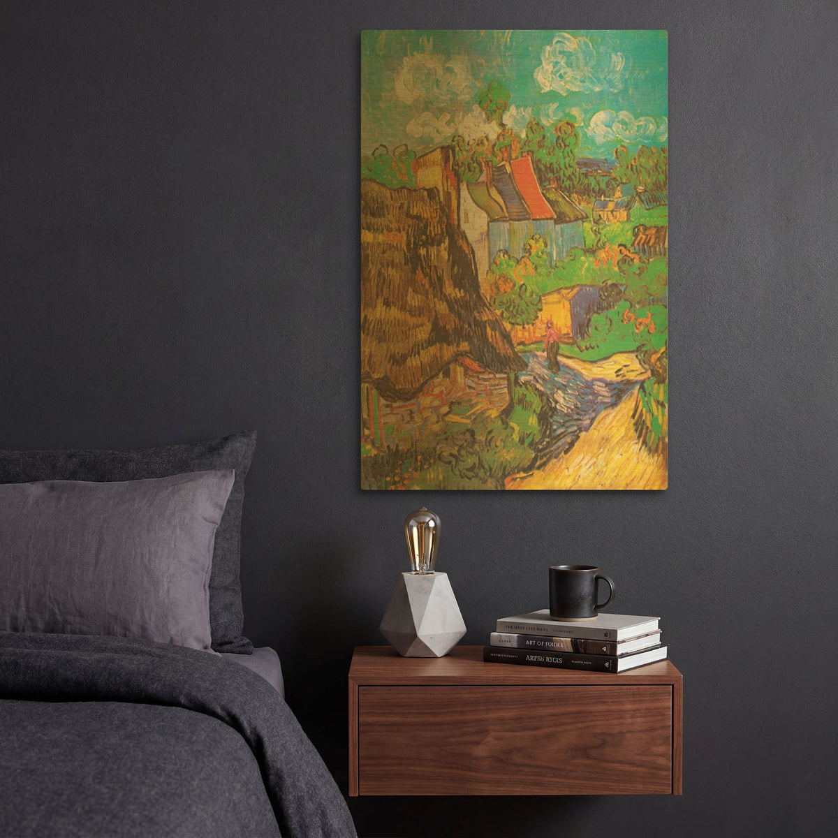 'Houses At Auvers' By Vincent Van Gogh Gold Metal Wall Art
