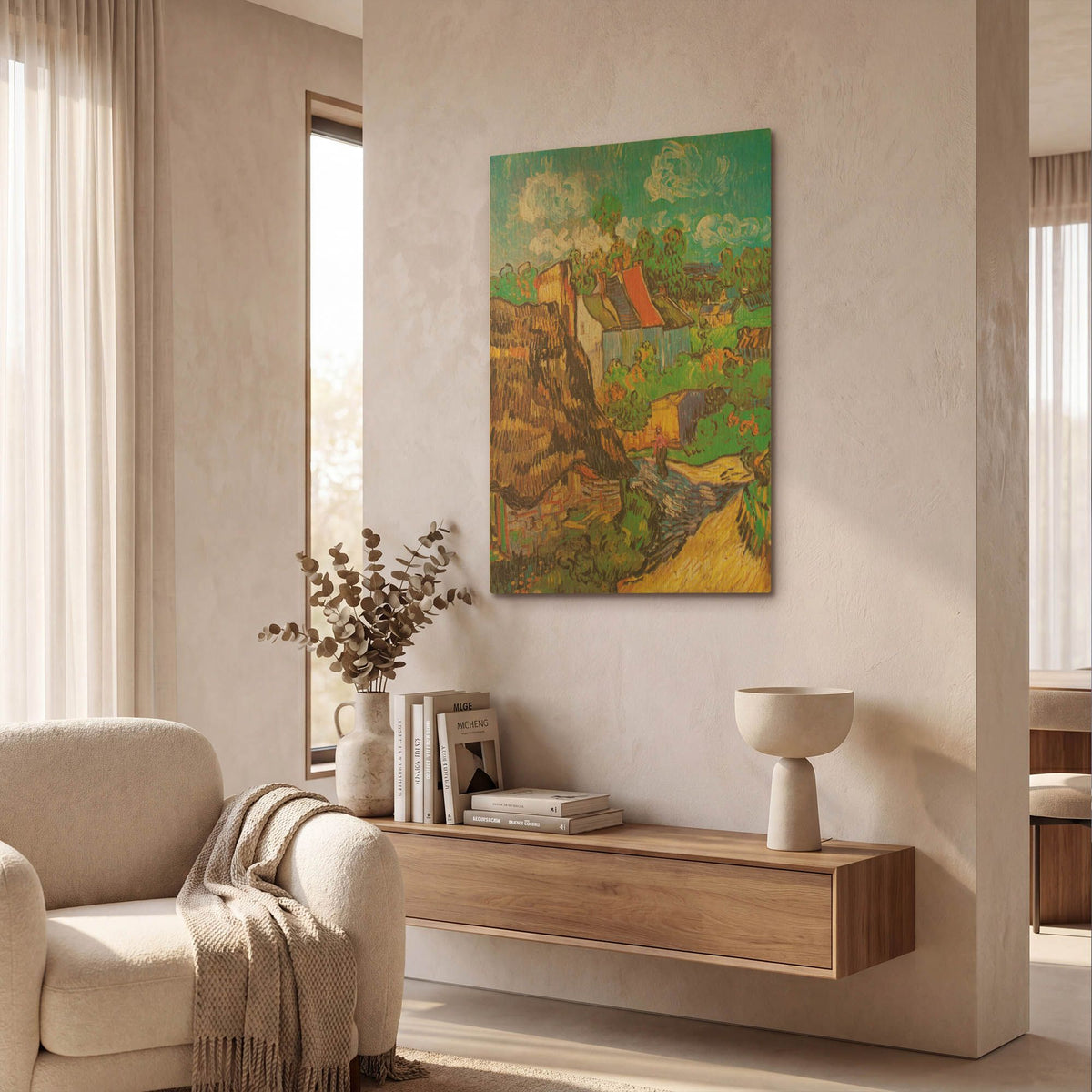 'Houses At Auvers' By Vincent Van Gogh Gold Metal Wall Art