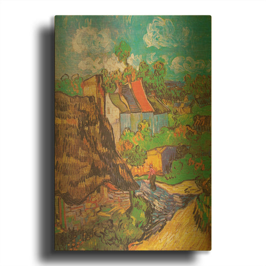 'Houses At Auvers' By Vincent Van Gogh Gold Metal Wall Art