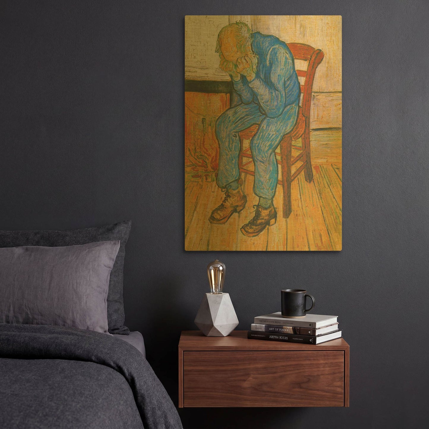 'Sorrowing Old Man' By Vincent Van Gogh Gold Metal Wall Art