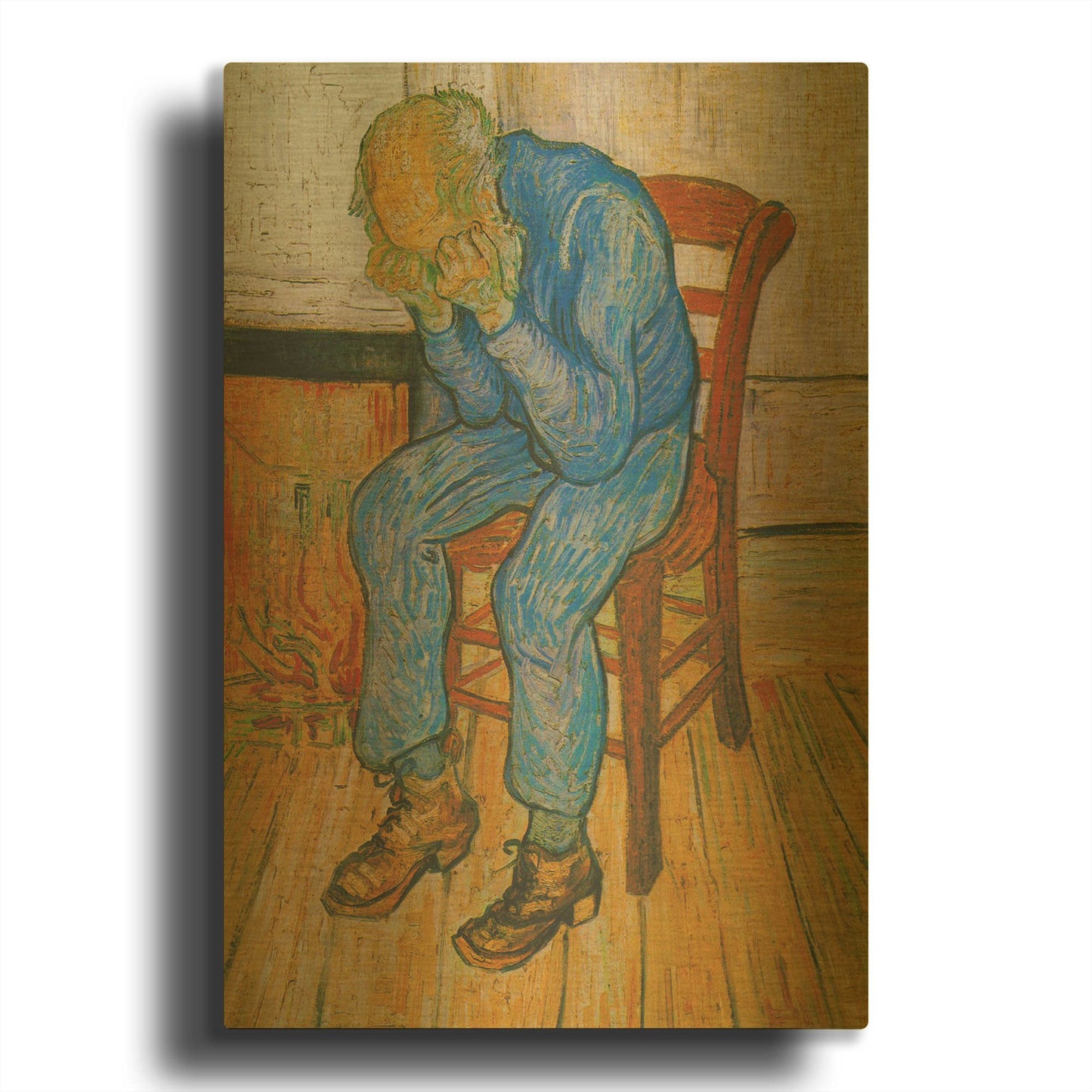 'Sorrowing Old Man' By Vincent Van Gogh Gold Metal Wall Art