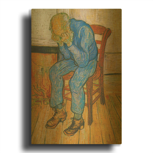 'Sorrowing Old Man' By Vincent Van Gogh Gold Metal Wall Art
